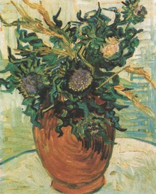 Still life:Vase with Flower and Thistles (nn04), Vincent Van Gogh
